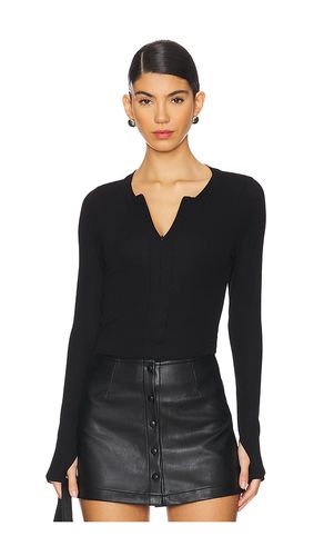 Mckee long sleeve fitted zip front top en color talla L en - Black. Talla L (también en M, S, XS) - Michael Lauren - Modalova