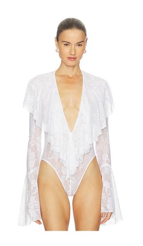 Long Sleeve Deep V Ruffle Bodysuit in . Size L. Also in M, S, XS - Norma Kamali - Modalova