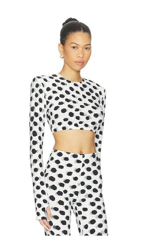 Cropped Long Sleeve Shoulder Pad Top in ,. Size L. Also in M, S, XL - Norma Kamali - Modalova