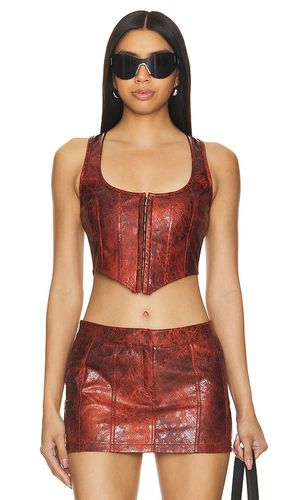 Juno faux leather top en color talla L en - Red. Talla L (también en M, S, XL, XS, XXS) - superdown - Modalova