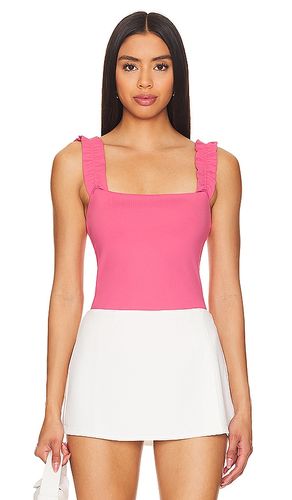 Top con tiras de volante en color coral talla L en - Coral. Talla L (también en XL) - Susana Monaco - Modalova