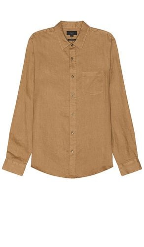 Linen long sleeve shirt en color marrón talla L en - Brown. Talla L (también en M, S) - Vince - Modalova