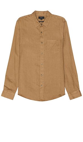 Linen long sleeve shirt en color marrón talla L en - Brown. Talla L (también en M, S, XL/1X) - Vince - Modalova