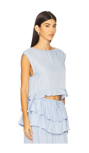 Boat neck ruffle top in color blue size S (also in L) - WeWoreWhat - Modalova