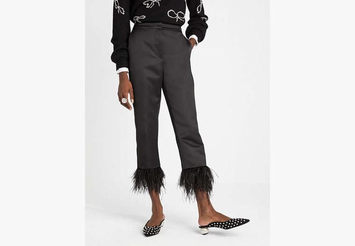 Satin Feather Trim Pant - Kate Spade New York - Modalova