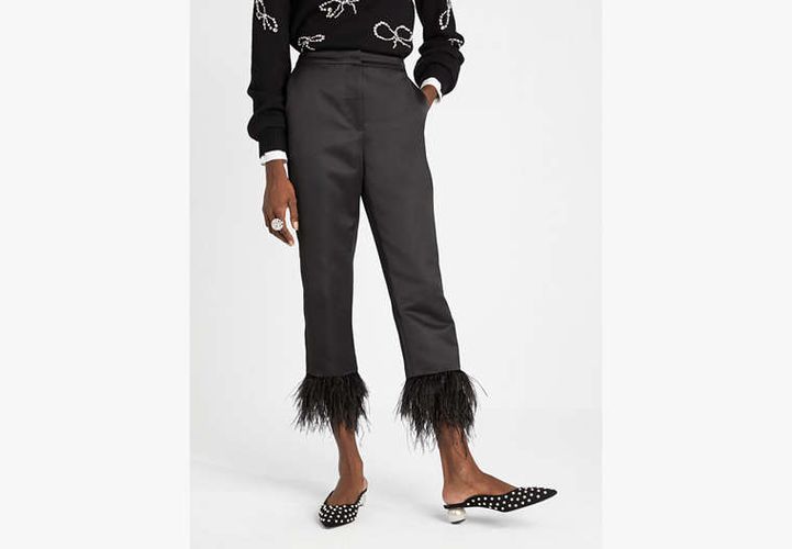 Satin Feather Trim Pant - Kate Spade New York - Modalova