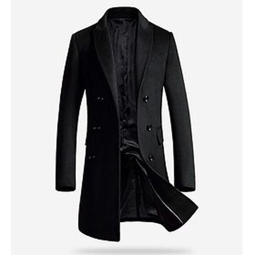 Men's Trench Coat Overcoat Winter Daily Weekend Long Coat Notch lapel collar Peaked Lapel Slim Jacket Solid Colored Gray Black - Ador.com UK - Modalova