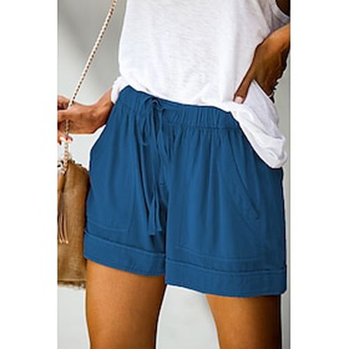 Women's Basic Casual Wide Leg Baggy Pocket Shorts Short Pants Micro-elastic Daily Holiday Cotton Blend Simple Mid Waist Lightweight Outdoor Light Blue Wine Red - Ador.com UK - Modalova