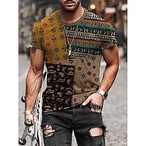 Men's T shirt Tee Round Neck Tribal Graphic Prints Totem A B C D E Other Prints Short Sleeve Print Street Casual Regular Fit Tops Basic Designer Casual / Summe - Ador ES - Modalova