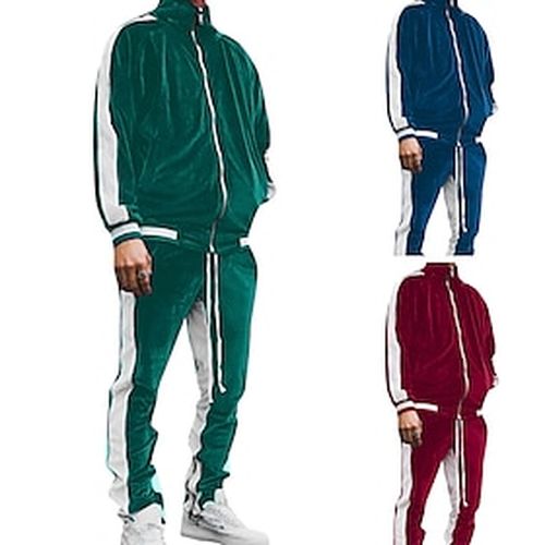 Men's 2 Piece Full Zip Street Casual Tracksuit Sweatsuit 2pcs Long Sleeve Winter Breathable Moisture Wicking Soft Pleuche Gym Workout Running Jogging Exercise - Ador ES - Modalova