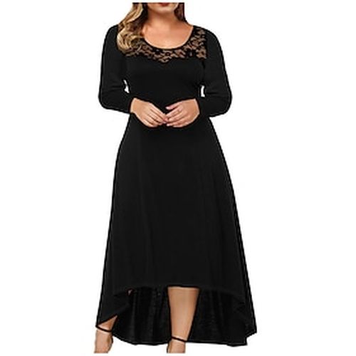 Women's Plus Size Solid Color Shift Dress Lace Round Neck Long Sleeve Casual Spring Summer Causal Daily Maxi long Dress Dress - Ador.com UK - Modalova