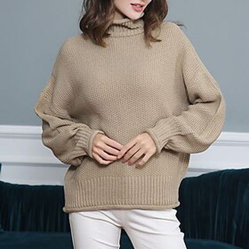 Women's Jumper Crochet Knit Knitted Turtleneck Solid Color Outdoor Daily Stylish Casual Winter Fall Green Black S M L / Long Sleeve / Regular Fit / Going out - Ador.com UK - Modalova