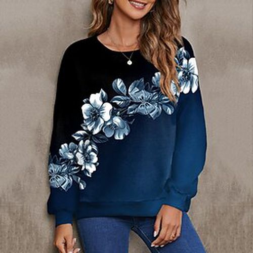 Women's Sweatshirt Pullover Print Active Streetwear Green Blue Pink Floral Daily Long Sleeve Round Neck S M L XL XXL 3XL - Ador.com UK - Modalova