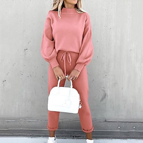 Women's Sweatshirt Tracksuit Pants Sets Black White Pink Drawstring Plain Outdoor Casual Long Sleeve Round Neck Daily Basic Neon Bright Regular Fit Fa - Ador.com UK - Modalova