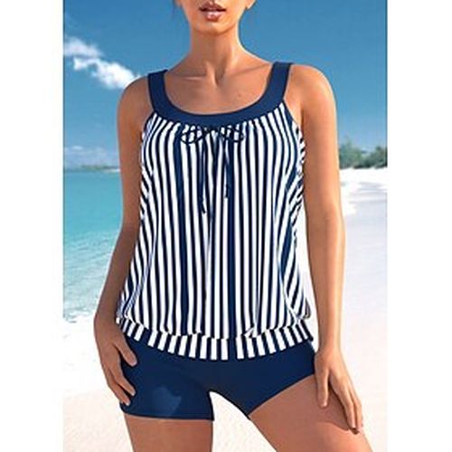 Women's Swimwear Normal Tankini 2 Piece Swimsuit Striped 2 Piece Printing Blue Green Bathing Suits Beach Wear Summer Sports - Ador.com UK - Modalova