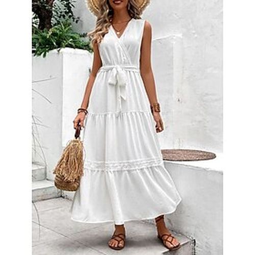 Women's Casual Dress Swing Dress White Dress Long Dress Maxi Dress Fashion Casual Pure Color Lace Outdoor Going out Beach V Neck Sleeveless Dress Loos - Ador.com UK - Modalova