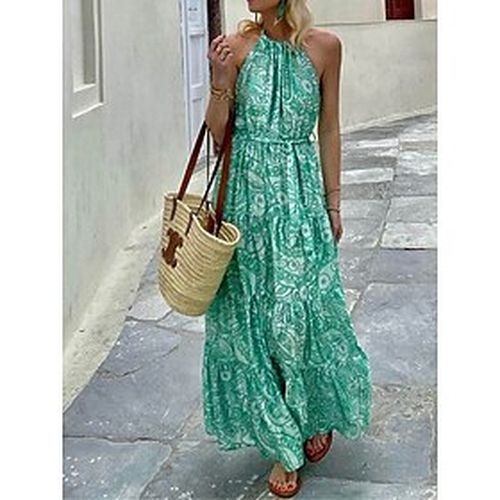 Women's Casual Dress Summer Dress Halter Neck Dress Long Dress Maxi Dress Streetwear Casual Floral Lace up Backless Outdoor Daily Holiday Halter Sleev - Ador.com UK - Modalova