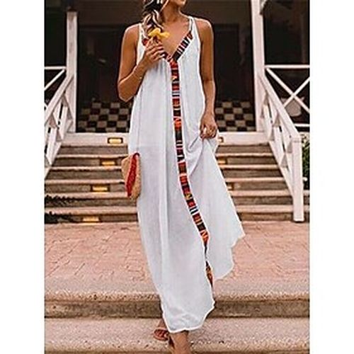 Women's Casual Dress Summer Dress Slip Dress Long Dress Maxi Dress Fashion Streetwear Color Block Patchwork Print Outdoor Daily Holiday Strap Sleevele - Ador.com UK - Modalova