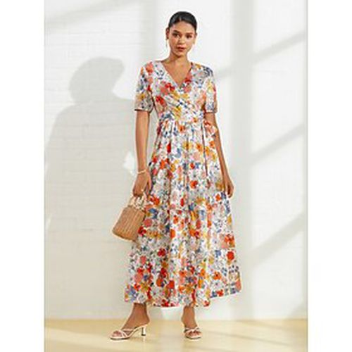 Cotton Floral Crossover Collar Maxi Dress - Ador - Modalova
