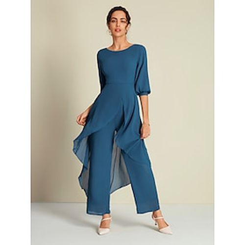 Chiffon Irregular Hem Wedding Guest Wide Leg Jumpsuit - Ador - Modalova