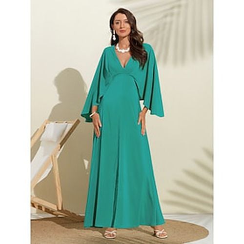 Women's Party/Wedding Guest Chiffon Dress Maxi Green V-Neck Dolman Sleeve Cape Design dress to impress Christmas Dress 2024 - Ador.com - Modalova