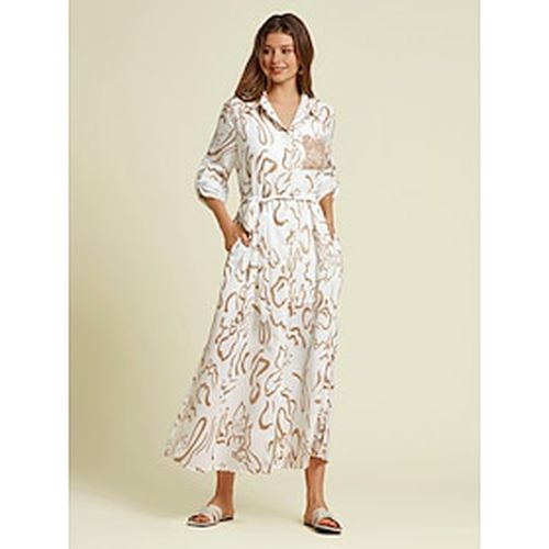 Sequin Apricot Curve Pocket Roll Up Sleeve Maxi Shirt Dress - Ador.com - Modalova