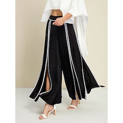 Satin Contrasting Binding Process Elegant Wide Leg Culottes - Ador.com - Modalova