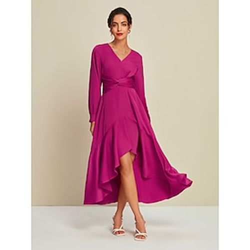 Satin Wedding Guest Long Sleeve Tie Back Maxi Party Dress - Ador - Modalova