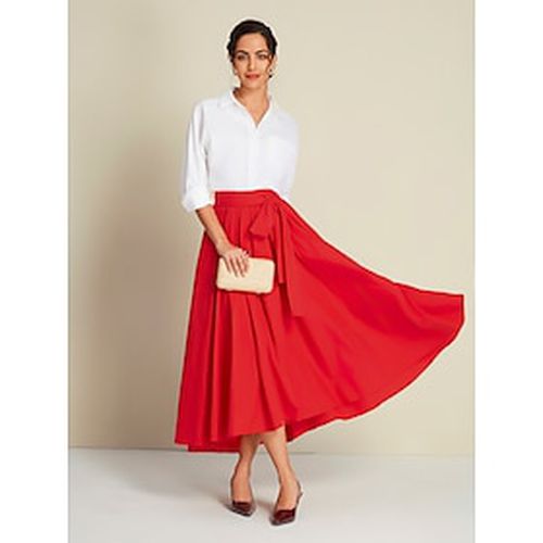 Cotton Elastic High Low Belted Midi Skirt - Ador - Modalova