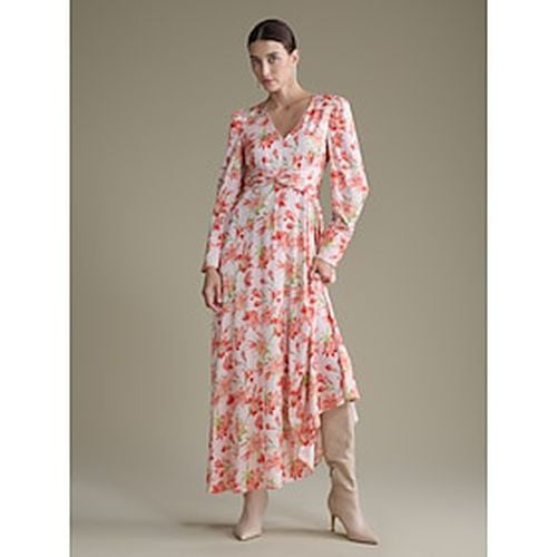 Satin Floral Wedding Guest Tie Front Maxi Dress - Ador - Modalova