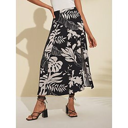 Satin Floral Print Midi Skirt - Ador.com - Modalova