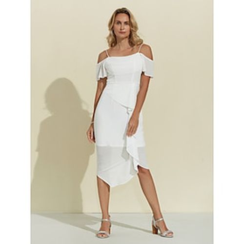 Solid Asymmetric Bodycon Dress Off Shoulder White Dress - Ador - Modalova