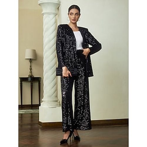 Sequin Crew Neck Jacket Elegant Pants Two Piece Set - Ador.com - Modalova