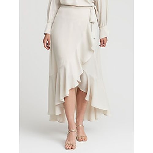 Satin High Low Ruffle Hem Midi Wrap Skirt - Ador - Modalova