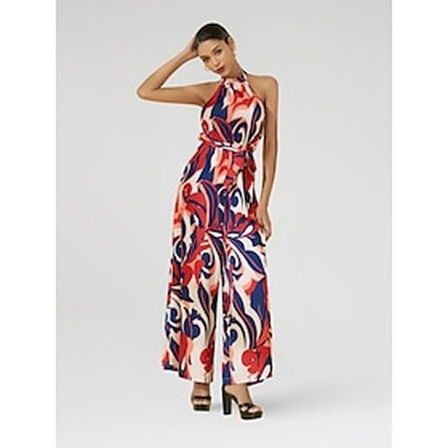 Satin Loose Floral Wide-leg Belted Jumpsuit - Ador - Modalova