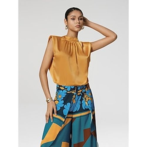 Satin Sleeveless High Neck Blouse - Ador.com - Modalova