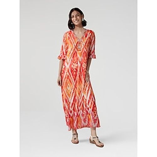 Chiffon Ethnic Print V Neck Midi Dress - Ador - Modalova