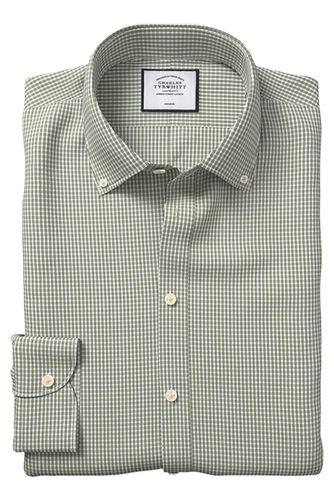 Esf Olive Button-down Collar Non-iron Check Shirt Green size 14H"-33" - Charles Tyrwhitt - Modalova