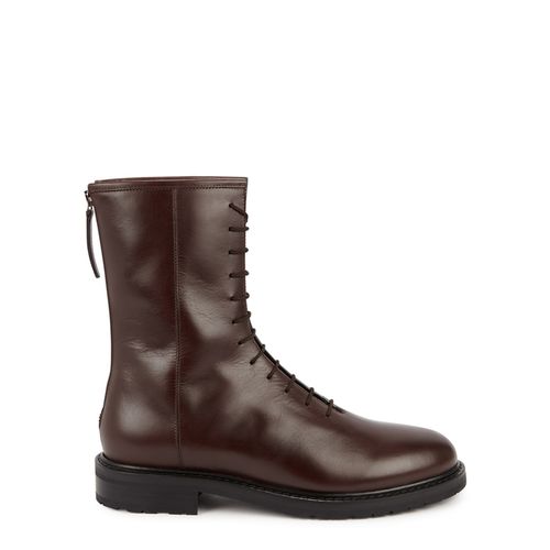 Combat Dark Brown Leather Ankle Boots - Legres - Modalova