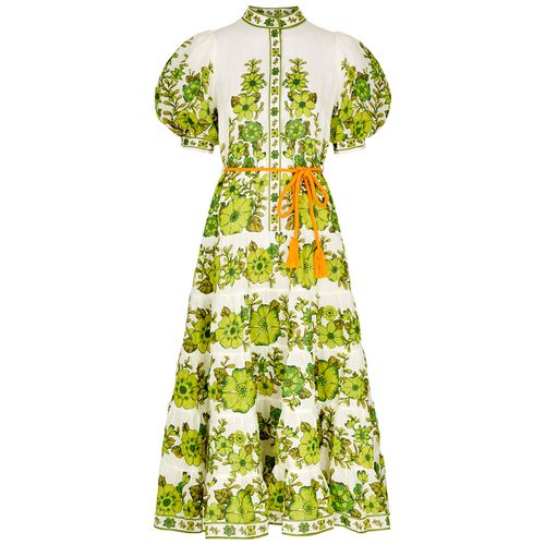 Wallis Floral-print Ramie Midi Dress - - 12 - ALEMAIS - Modalova