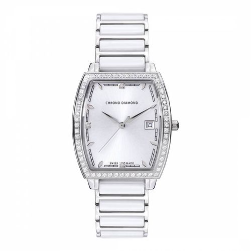 Women's Swiss White Leandra Watch - Chrono Diamond - Modalova
