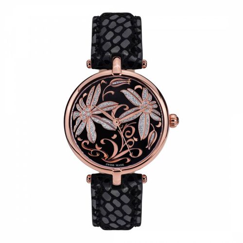 Women's /Rose Gold Leather/Crystal Fleurs Volantes Watch - Mathieu Legrand - Modalova