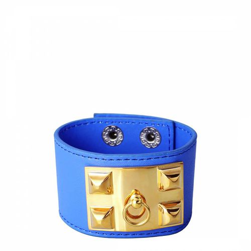 Blue/Gold Leather Cuff Bracelet - Chloe Collection by Liv Oliver - Modalova
