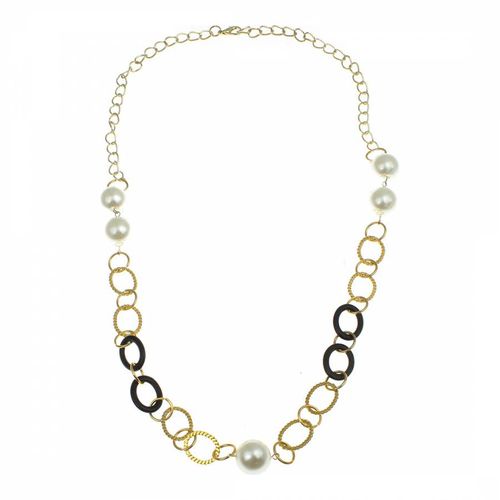 Gold Multi Link Pearl Necklace - Liv Oliver - Modalova