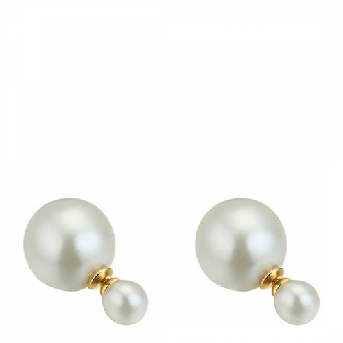 White/Gold Double Pearl Earrings - Liv Oliver - Modalova