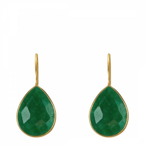 Gold Plated Emerald Pear Drop Earrings - Chloe Collection by Liv Oliver - Modalova