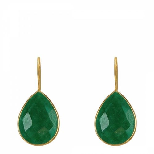 Gold Plated Emerald Pear Drop Earrings - Chloe Collection by Liv Oliver - Modalova