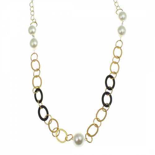 Gold Multi Link Pearl Necklace - White label by Liv Oliver - Modalova
