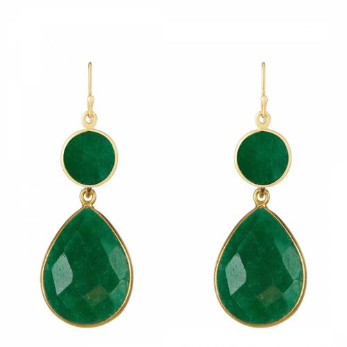 Gold Plated Plated Emerald Drop Earrings - Chloe Collection by Liv Oliver - Modalova