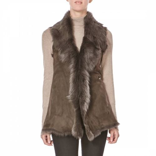 Grey Waterfall Shearling Long Gilet - Shearling Boutique - Modalova